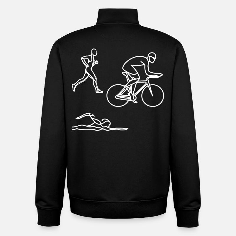 Dessin de triathlon - Sweat zippé unisexe en coton bio Stanley/Stella - noir
