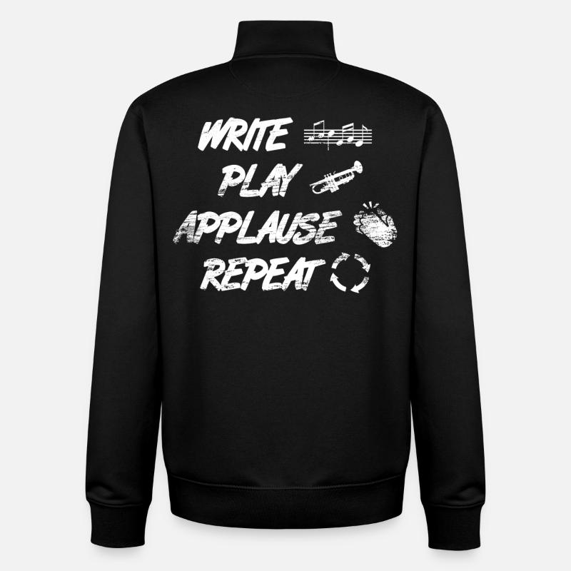 writing, playing, applause, repeating - Unisex Organic Zip Sweatshirt by Stanley/Stella - black