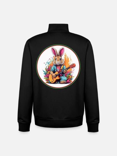 Easter Bunny with Guitar - Unisex Organic Zip Sweatshirt by Stanley/Stella - black