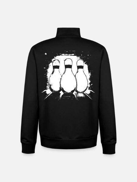 Bowling Drawing - Unisex Organic Zip Sweatshirt by Stanley/Stella - black