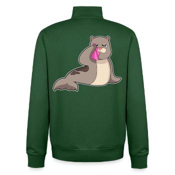 Mouchoir de sceau - Sweat zippé unisexe en coton bio Stanley/Stella - vert bouteille - Dos - AI Model Male 185 dark (185cm)