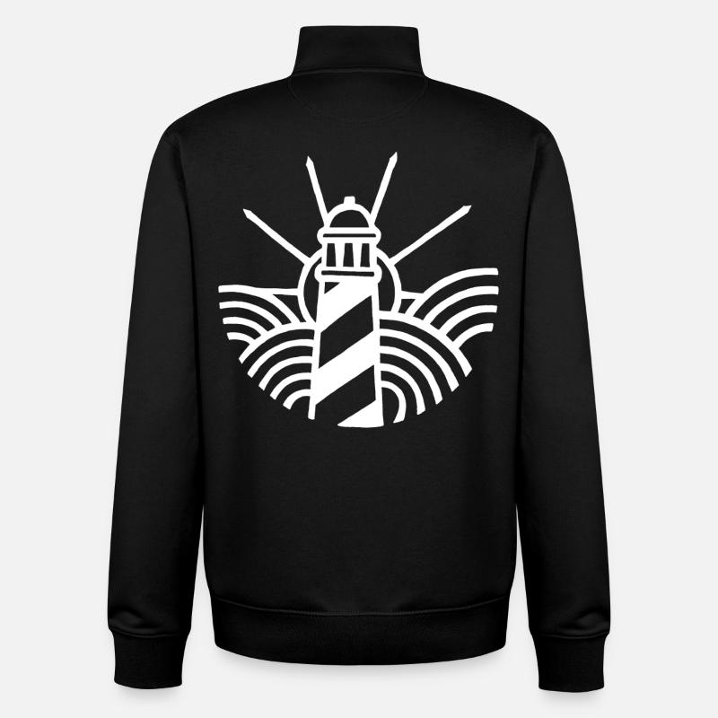 Le phare blanc et l'océan - Sweat zippé unisexe en coton bio Stanley/Stella - noir