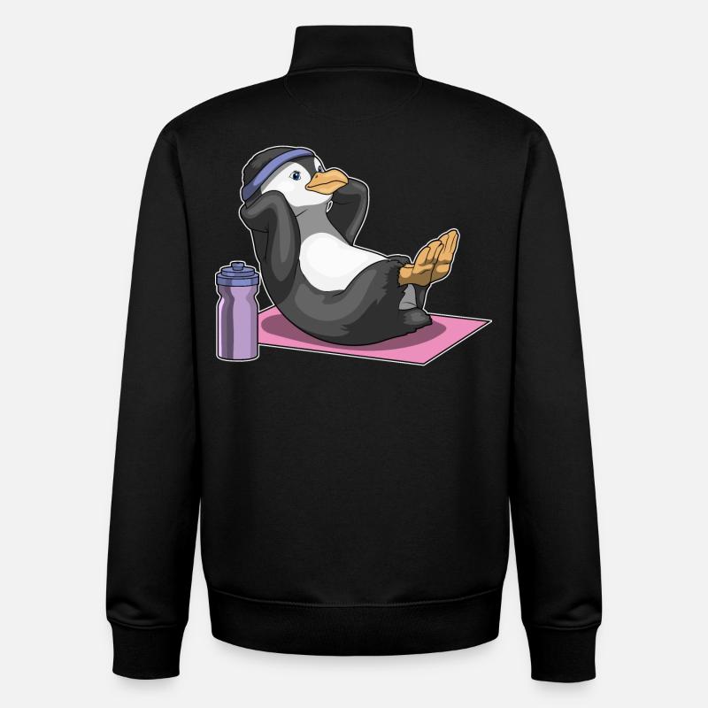 Penguin Abdomen Training Bodybuilding - Sweat zippé unisexe en coton bio Stanley/Stella - noir