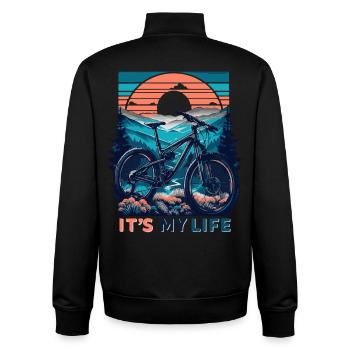 Mountainbike Sonnenuntergang Abenteuer Design - Unisex Organic Zip Sweatshirt von Stanley/Stella - Schwarz - Hinten - AI Model Male 185 light (185cm)