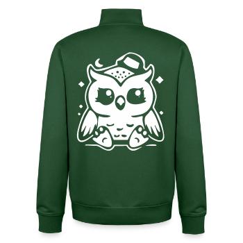 Cute Owl Figurine with Hat - Unisex Organic Zip Sweatshirt by Stanley/Stella - bottle green - Back - AI Model Male 185 dark (185cm)