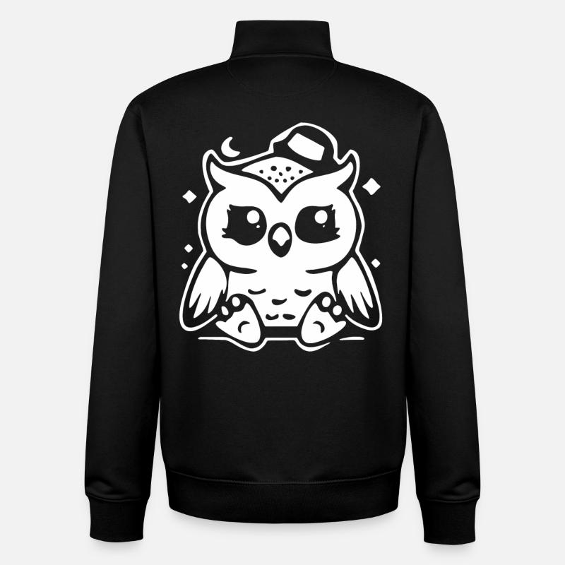 Niedliche Eulenfigur mit Hut - Unisex Organic Zip Sweatshirt von Stanley/Stella - Schwarz
