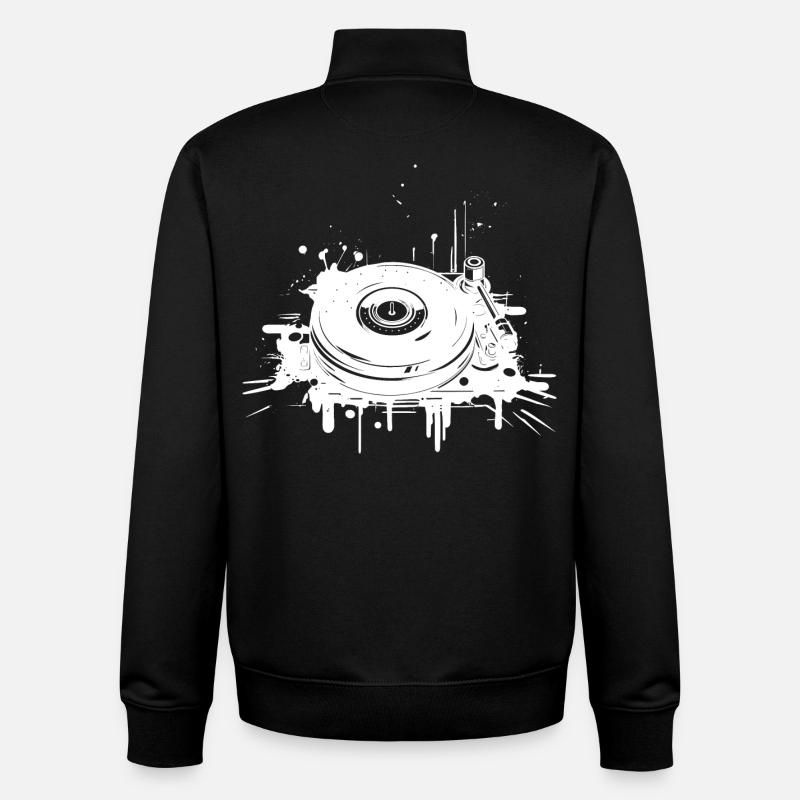 DJ Plattenspieler - Unisex Organic Zip Sweatshirt von Stanley/Stella - Schwarz
