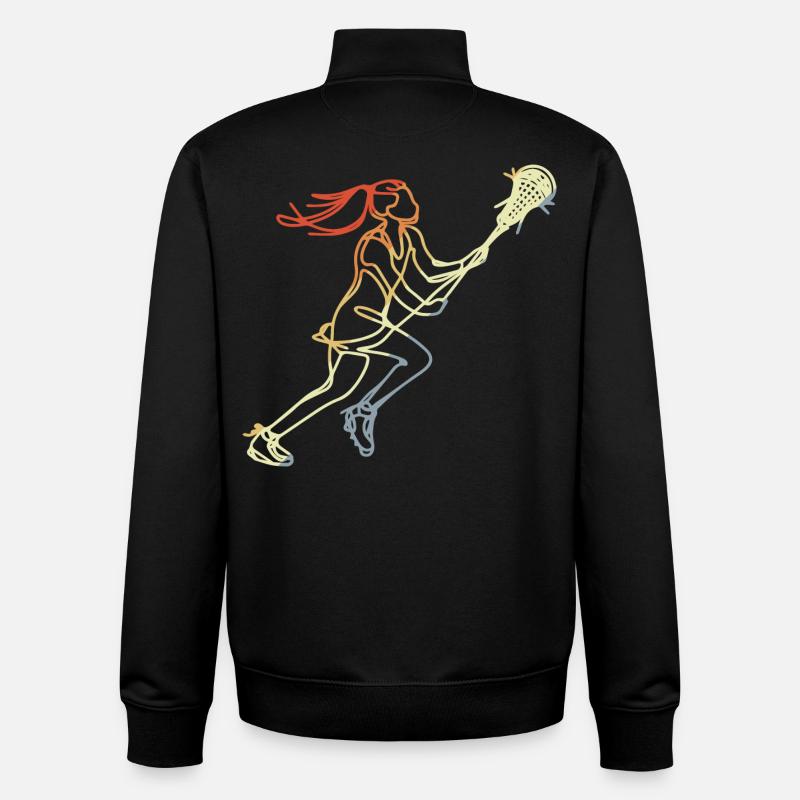 Filles Lacrosse Style Rétro - Sweat zippé unisexe en coton bio Stanley/Stella - noir