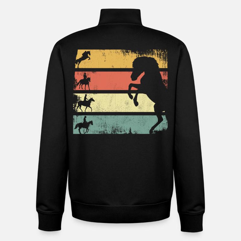 Équitation - Sweat zippé unisexe en coton bio Stanley/Stella - noir