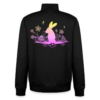 Ostern Osterhase auf Wiese mit Schwalben - Unisex Organic Zip Sweatshirt von Stanley/Stella - Schwarz - Hinten - AI Model Male 185 light (185cm)