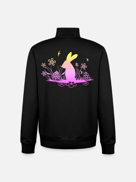 Easter bunny on meadow with swallows - Unisex Organic Zip Sweatshirt by Stanley/Stella - black