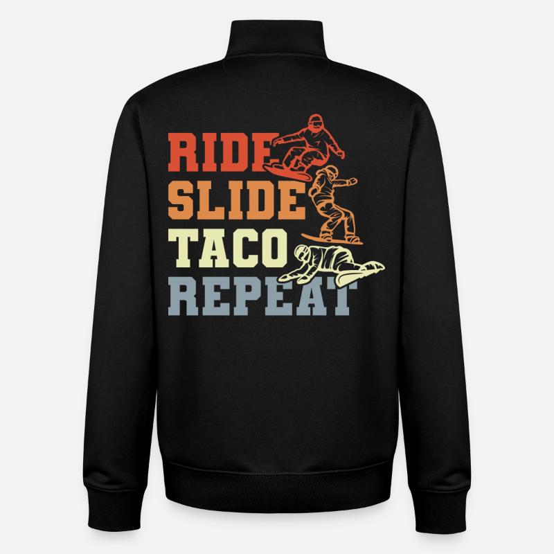 Taco Snowboard - Sweat zippé unisexe en coton bio Stanley/Stella - noir