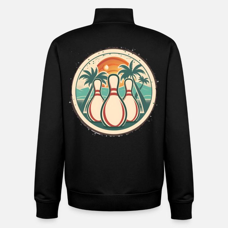 Graphismes de bowling - Sweat zippé unisexe en coton bio Stanley/Stella - noir