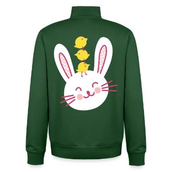 Lapin de Pâques et trois poussins mignons - Sweat zippé unisexe en coton bio Stanley/Stella - vert bouteille - Dos - AI Model Male 185 dark (185cm)
