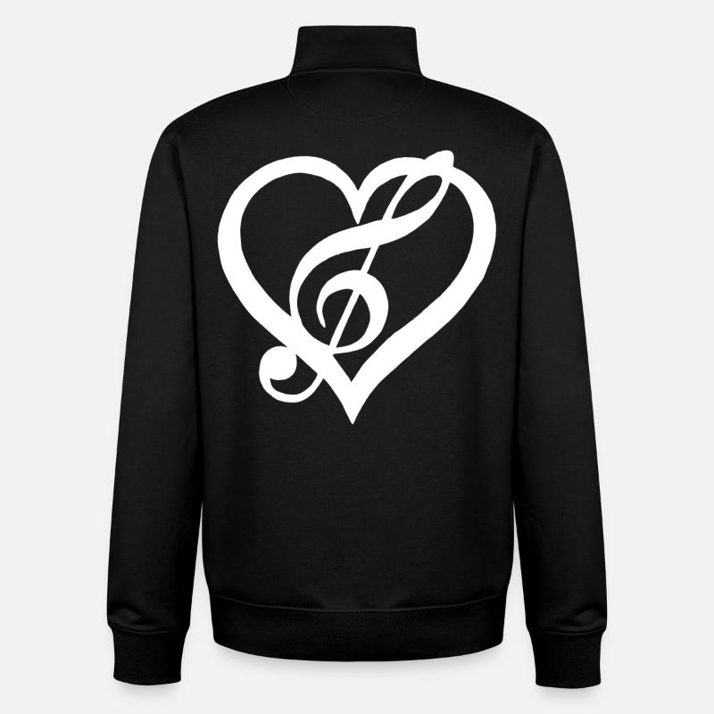 Musik im Herzen (Weiß) - Unisex Organic Zip Sweatshirt von Stanley/Stella - Schwarz