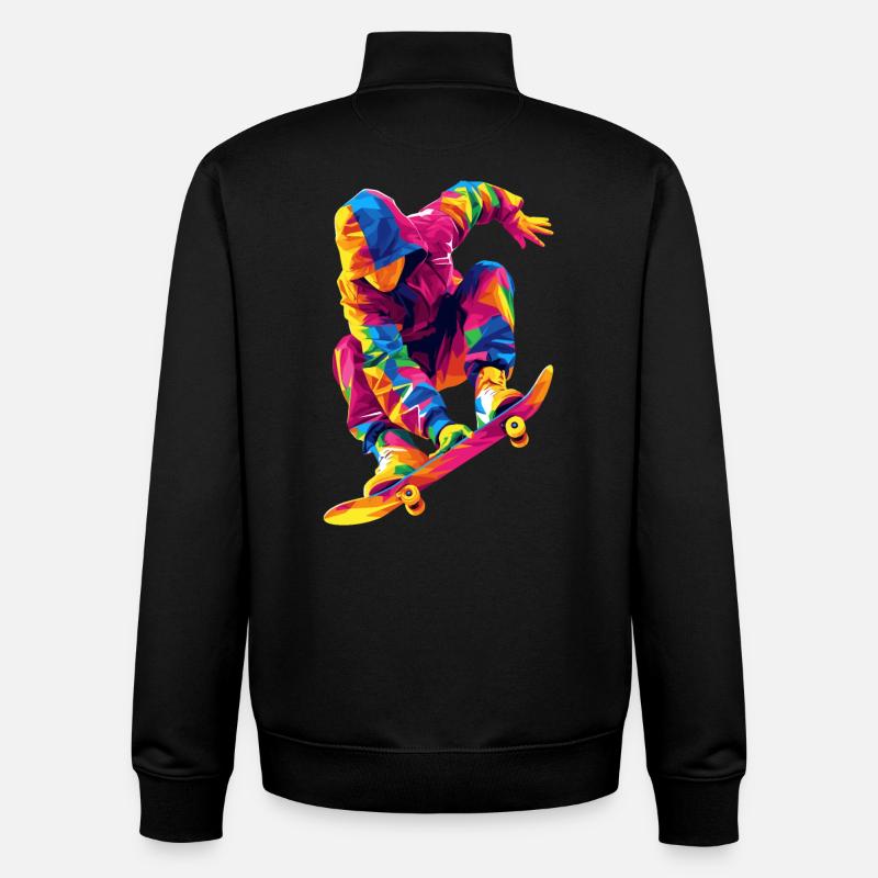 Mann, der Schlittschuh läuft - Unisex Organic Zip Sweatshirt von Stanley/Stella - Schwarz