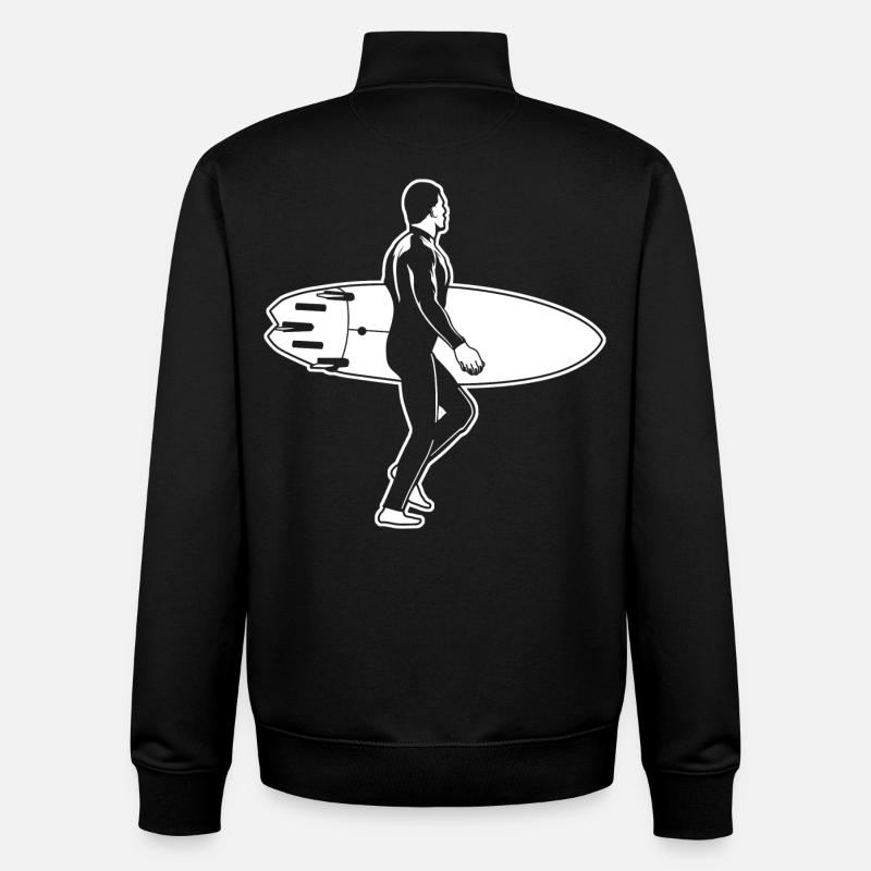 Illustration de surf - Sweat zippé unisexe en coton bio Stanley/Stella - noir