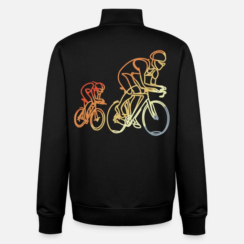 Vélo de route Style rétro - Sweat zippé unisexe en coton bio Stanley/Stella - noir