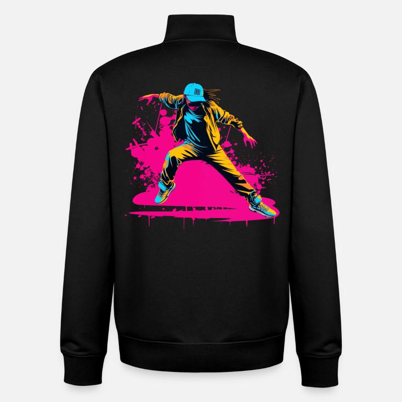 90s Breakdancer - Unisex Organic Zip Sweatshirt by Stanley/Stella - black