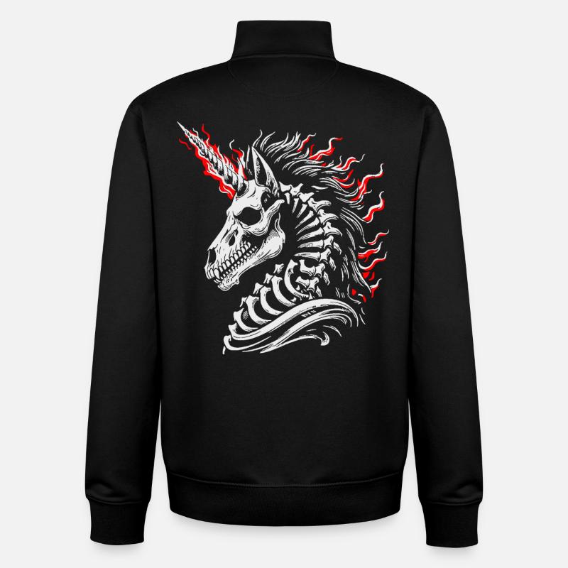 Flaming Skeleton Steed - Unisex Organic Zip Sweatshirt by Stanley/Stella - black