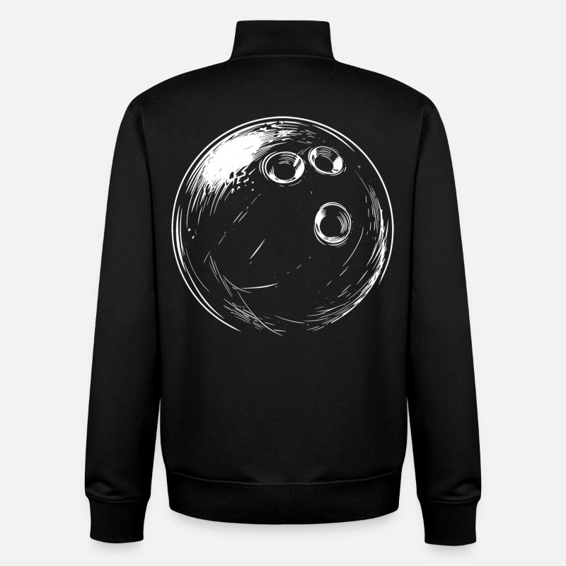 Bowling Ball Drawing - Unisex Organic Zip Sweatshirt by Stanley/Stella - black
