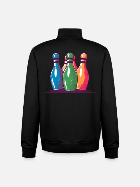 Bowling Pins Comic Style - Unisex Organic Zip Sweatshirt by Stanley/Stella - black