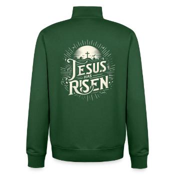 Jesus is risen. - Unisex Organic Zip Sweatshirt by Stanley/Stella - bottle green - Back - AI Model Male 185 dark (185cm)