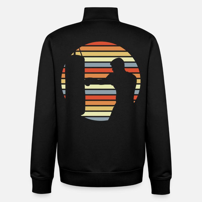 Dessin de boxeur - Sweat zippé unisexe en coton bio Stanley/Stella - noir
