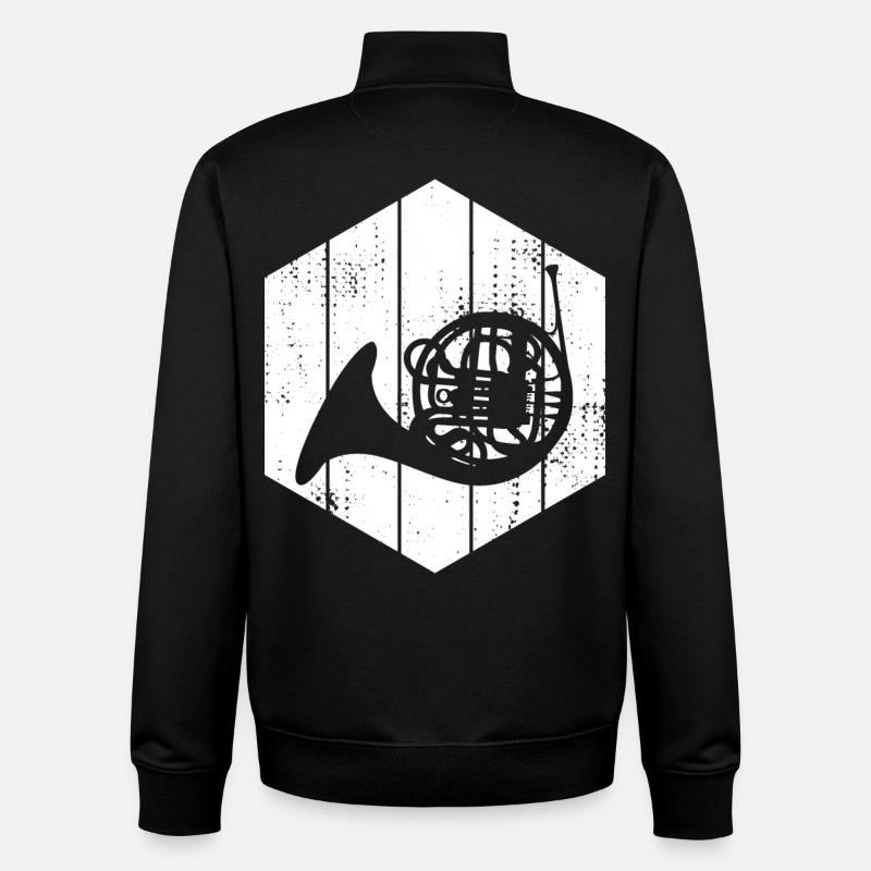 Skizze Waldhorn - Unisex Organic Zip Sweatshirt von Stanley/Stella - Schwarz