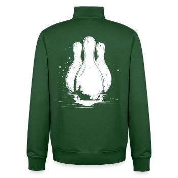 Graphismes de bowling - Sweat zippé unisexe en coton bio Stanley/Stella - vert bouteille - Dos - AI Model Male 185 dark (185cm)