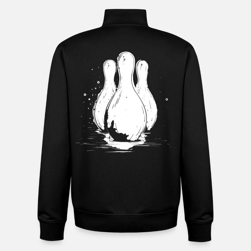Bowling Graphics - Unisex Organic Zip Sweatshirt by Stanley/Stella - black