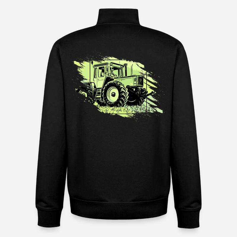MB Tracteur Grunge Rétro - Sweat zippé unisexe en coton bio Stanley/Stella - noir