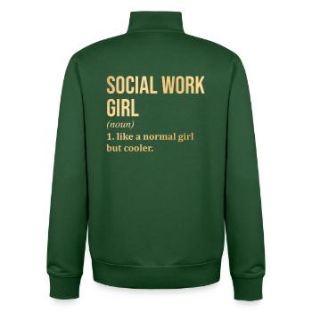 Social Work - Unisex Organic Zip Sweatshirt by Stanley/Stella - bottle green - Back - AI Model Male 185 dark (185cm)