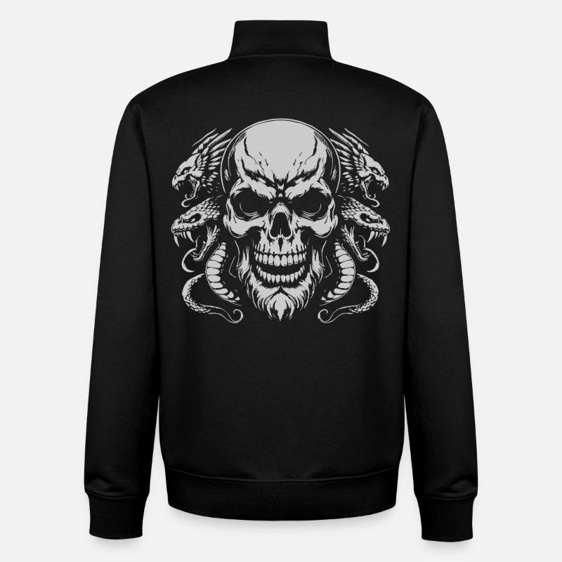 Skull with snake ring - Unisex Organic Zip Sweatshirt by Stanley/Stella - black
