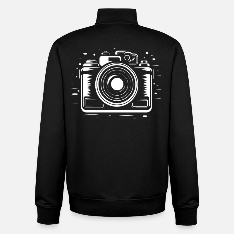 Kamera Skizze - Unisex Organic Zip Sweatshirt von Stanley/Stella - Schwarz