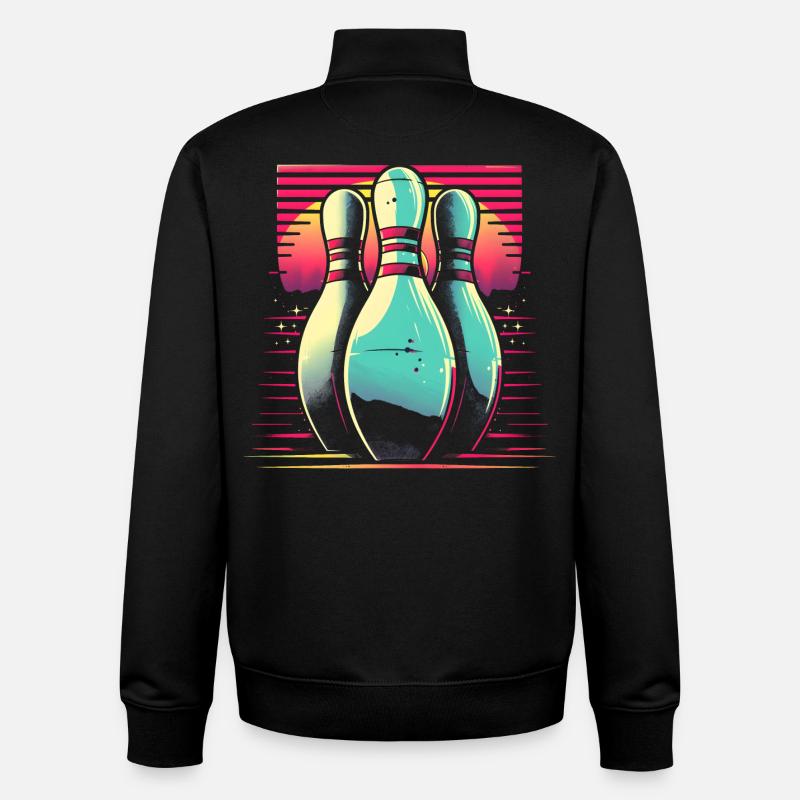 Bowling Synthwave - Unisex Organic Zip Sweatshirt by Stanley/Stella - black