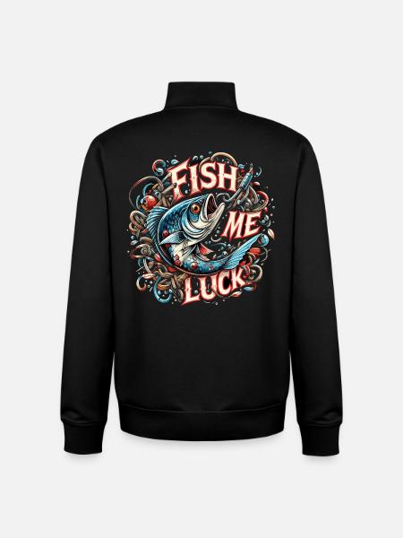 Fish me luck fishing gift - Unisex Organic Zip Sweatshirt by Stanley/Stella - black