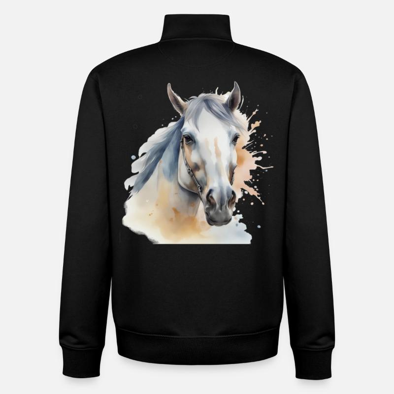 Tête de cheval Cheval Cheval Cheval Etalon - Sweat zippé unisexe en coton bio Stanley/Stella - noir
