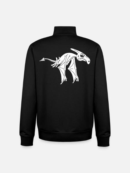 White Flying Dinosaur - Unisex Organic Zip Sweatshirt by Stanley/Stella - black