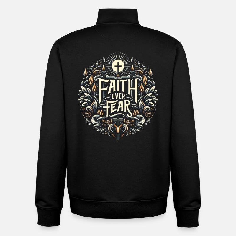 Glaube über Angst Ornament - Unisex Organic Zip Sweatshirt von Stanley/Stella - Schwarz