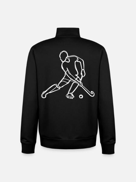 Field Hockey Drawing - Unisex Organic Zip Sweatshirt by Stanley/Stella - black