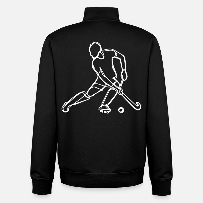 Dessin de hockey sur gazon - Sweat zippé unisexe en coton bio Stanley/Stella - noir