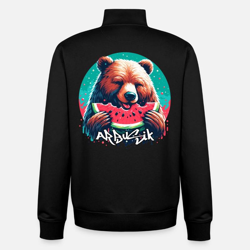 Pastèque Arbusik ours cadeau délicieux - Sweat zippé unisexe en coton bio Stanley/Stella - noir