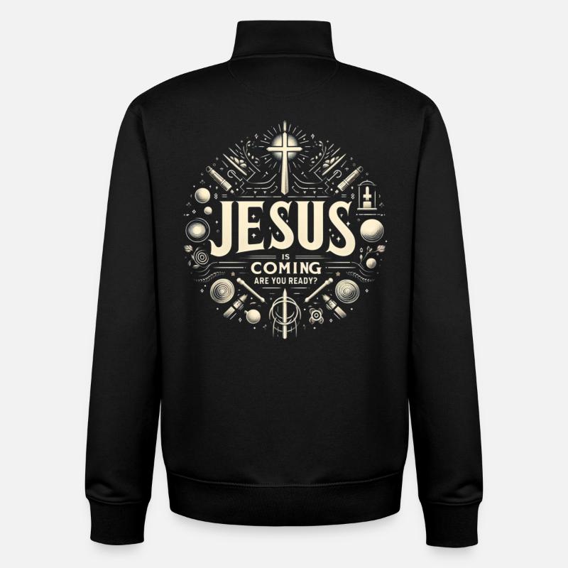 Jésus arrive bientôt. Es-tu prêt. - Sweat zippé unisexe en coton bio Stanley/Stella - noir
