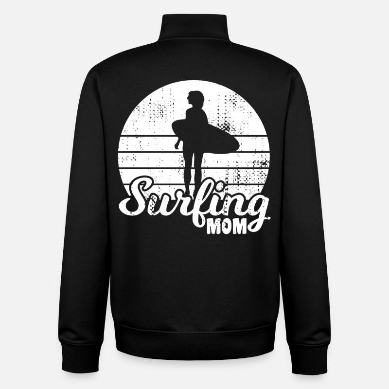 Maman surfeuse - Sweat zippé unisexe en coton bio Stanley/Stella - noir
