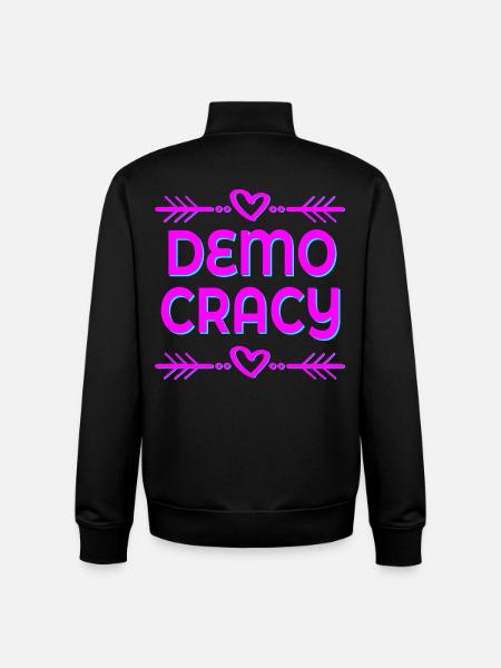 DEMOCRACY FREEDOM INCLUSION - Unisex Organic Zip Sweatshirt by Stanley/Stella - black