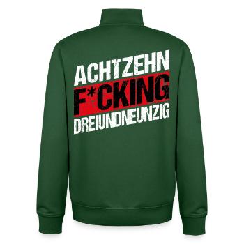 Achtzehn Fucking Dreiundneunzig - Unisex Organic Zip Sweatshirt von Stanley/Stella - Flaschengrün - Hinten - AI Model Male 185 dark (185cm)