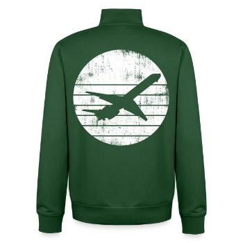 Airplane Drawing - Unisex Organic Zip Sweatshirt by Stanley/Stella - bottle green - Back - AI Model Male 185 dark (185cm)