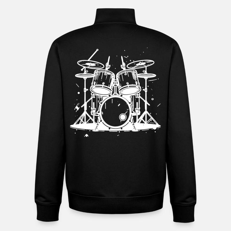 Graphismes de batterie - Sweat zippé unisexe en coton bio Stanley/Stella - noir