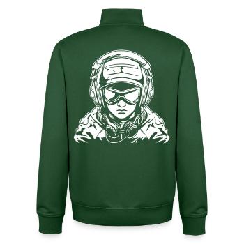 Dessin de joueur - Sweat zippé unisexe en coton bio Stanley/Stella - vert bouteille - Dos - AI Model Male 185 dark (185cm)